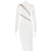 Round Neck Long Sleeve Stitching Dress